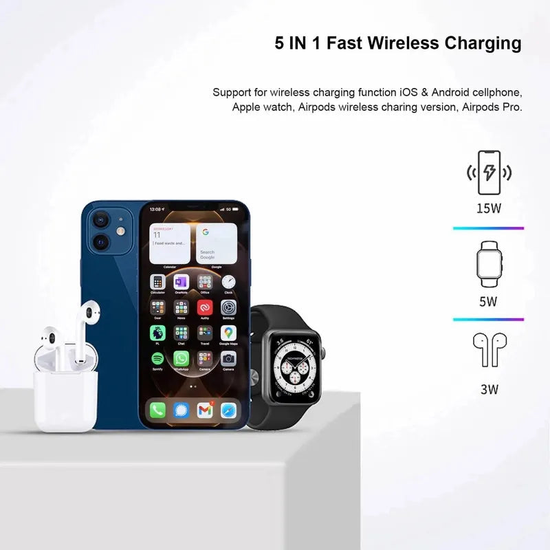 Pbuddy Original 5 In 1 Magnetic Wireless Charger Stand, 15W Qi Fast Charging Dock Station Holder LED Night Light Compatible With Magsafe IPhone 14/13/12 Pro Max Mini, IWatch SE/8/7/6/5/4/3/2, AirPods 3/2/Pro Pbuddy Original 5 In 1 Magnetic Wireless Charger Stand, 15W Qi Fast Charging Dock Station Holder LED Night Light Compatible With Magsafe IPhone 14/13/12 Pro Max Mini, IWatch SE/8/7/6/5/4/3/2, AirPods 3/2/Pro